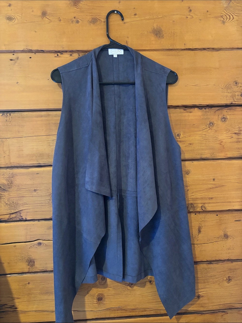 Mud Pie Navy Draped Open-Front Suede-Look Vest
